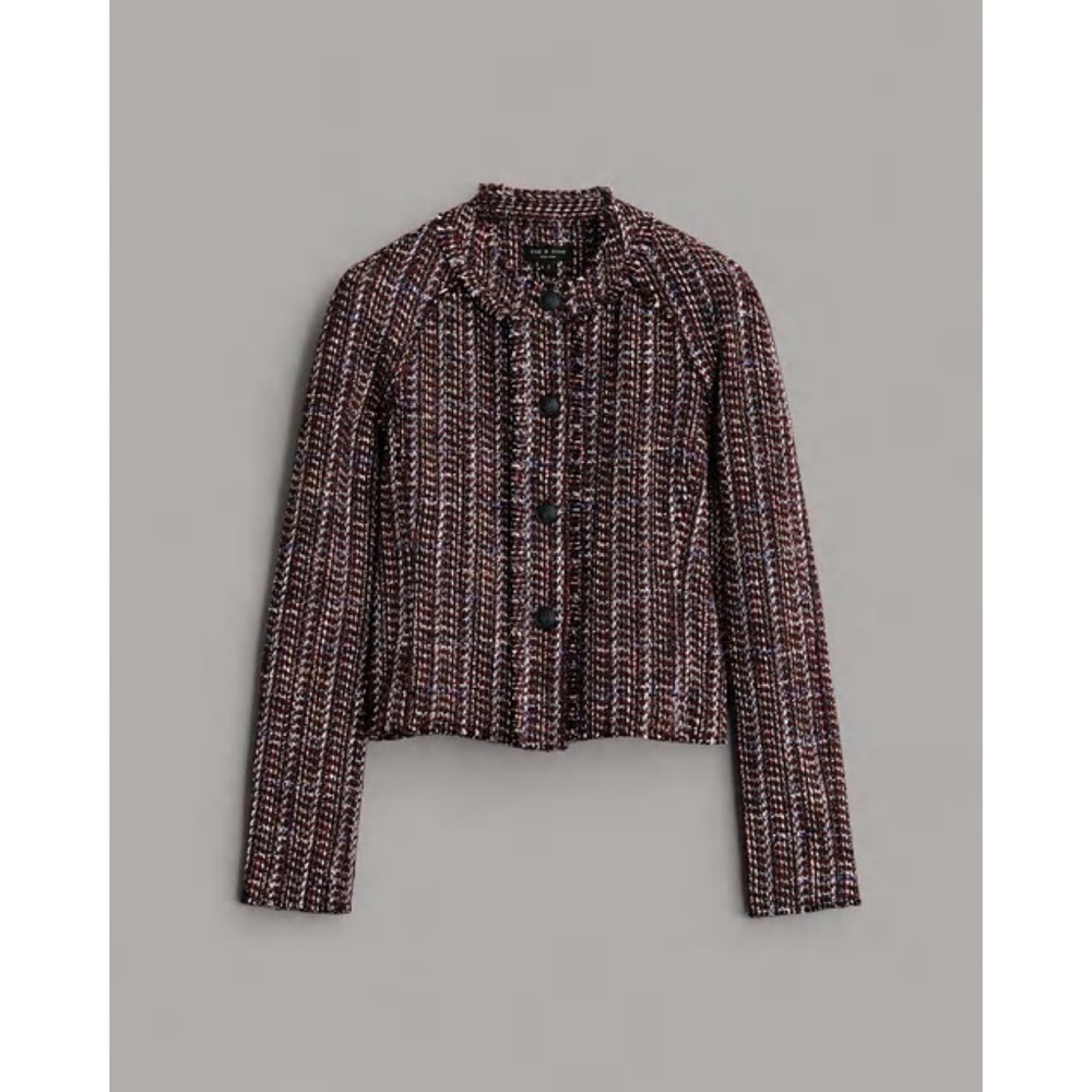 Rag & Bone Burgundy Tweed Jacket Classic Fit Marisa Jacket NWT $575 - Picture 3 of 6